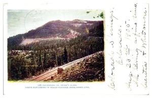 Postcard: THREE ELEVATIONS OF TRACK-CRIPPLE CREEK SHORT LINE. 128 ASCE - Picture 1 of 2