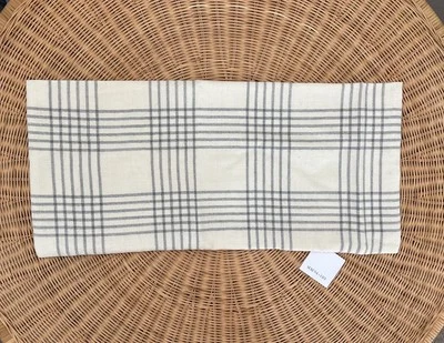 NEW Serena & Lily Blakely Plaid Alpaca Pillow Cover (14”x30”)-Ivory Beige/Grey - Image 1 of 2
