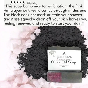 Charcoal -Olive Oil Soap - Natural - Handcrafted - Himalayan Salt - 4oz - Picture 1 of 5