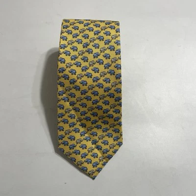 Tommy Hilfiger Yellow Silk Mens  Neck Tie Elephants 59 x 3 NEW NOS - Image 1 of 4