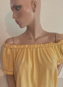 Top estivo donna Max Studio Off-Shoulder taglia XL oro giallo con volant - Foto 1 di 6