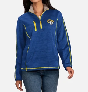 NFL Los Angeles Rams 1/4 Zip Pullover Fleece Jacket-Size XL-Zip Pockets-Sherpa - Picture 1 of 12