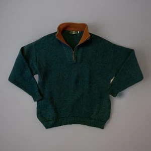 Maglione lana pullover maglia waffle 1/4 zip Orvis vintage anni 90 taglia XL made in USA - Foto 1 di 9