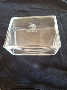 Rare Vintage Signed Steuben Crystal Etched Unicorn Cigarette Jewelry Box - Picture 1 of 7