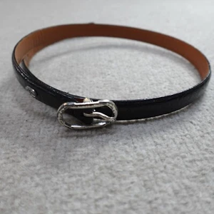 Lauren Ralph Lauren Womens Belt Small Black Slim Leather Crocodile Embossed - Picture 1 of 10