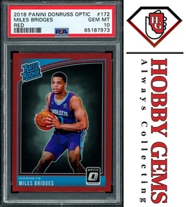 MILES BRIDGES PSA 10 2018-19 Panini Donruss Optic Red Holo Prizm 63/99 - Picture 1 of 2