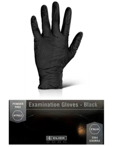 ~ Pulverfreie schwarze Nitrilhandschuhe NDGPF50 Tattoo Mechaniker Box von 100 alle Größen ~ - Bild 1 von 3