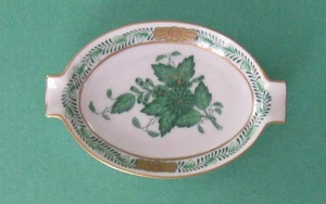 HEREND CHINESISCHER BOUQUET GRÜN Antik Porzellan PFINGSTROSE Blume Deko ASCHENBECHER Schmuckstück - Bild 1 von 3