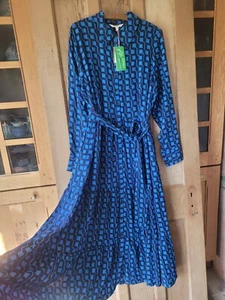 BNWT Boden Flo Midi Shirt Dress Sz 10 , Bright Cobalt Cube Geo - Picture 1 of 9