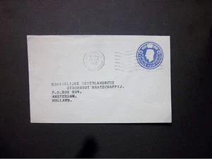 GB Stationery STO KGVI 4d blue embossed Envelope H&B ES72 LONDON m/c to Holland - Imagen 1 de 2
