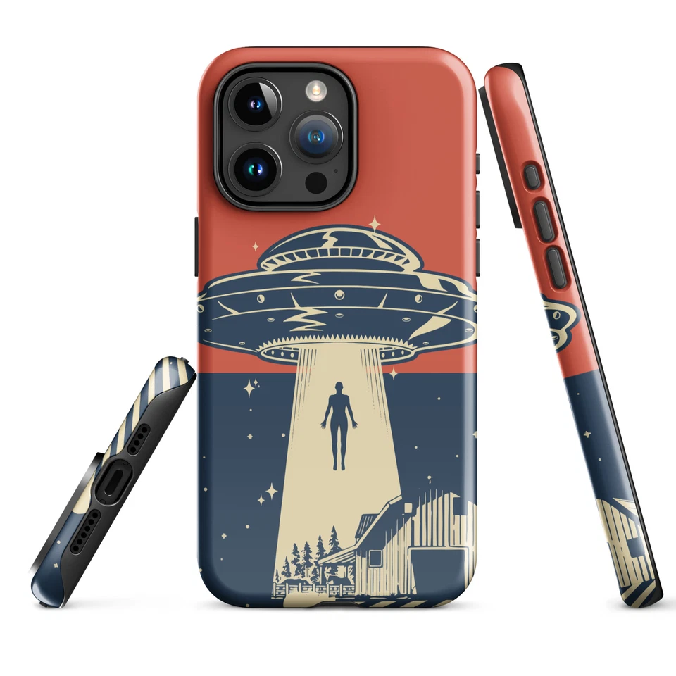 iPhone Case Spaceship Alien Abuduction Tough Phone Case - Image 1 of 1