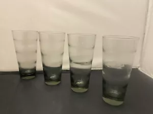 4-Vintage Libbey Saturn Optic Ripple Smoke 16oz Tumblers Coolers Set - Picture 1 of 5