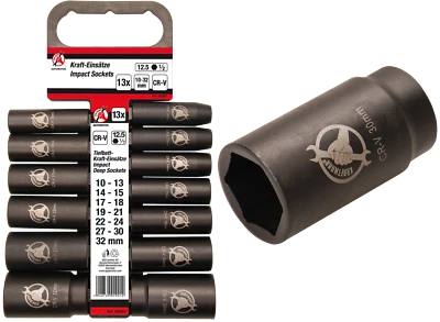 BGS KRAFTMANN BGS 13x Schlagschrauber Nuß Nüsse Kraftnüsse 1/2" 10-32 mm lang Steckschlüssel