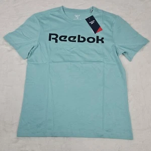 Reebok GS Linear Athletic Short Sleeve Teal Cotton T-Shirt Men's Size Medium - Picture 1 of 10