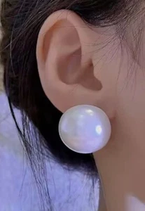 Große halbrunde Ohrstecker mit simulierten Perlen Alltag Damen Modeschmuck - Bild 1 von 6
