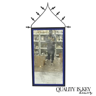 Vintage Gothic Renaissance Large Wrought Iron Metal Arched "Spear" Wall Mirror - Image 1 of 4