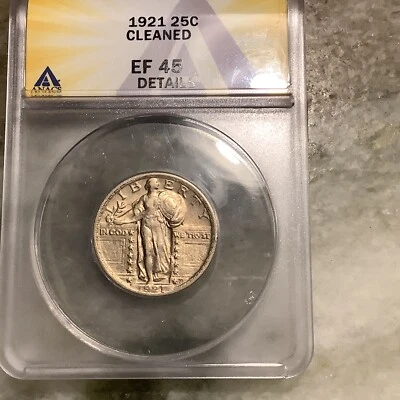 Cuarto de plata Standing Liberty 1921 XF45 limpio Foto 1 de 2