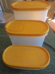 Tupperware 3 Eidgenossen, je 1x 500ml; 1,1 l & 1,7 l, Deckel orange - Bild 1 von 2