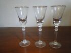 3 Central Glass Works #1470 Clear Liquor Stems 5&5/8" Tall, Gold Encrusted Rims