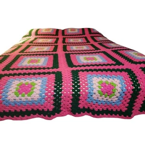 Granny Square Handarbeit gehäkelt 77" x 98" Tagesdecke Überwurf Mehrfarbig - Bild 1 von 8