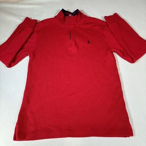 POLO RALPH LAUREN Boys Sz L (14-16) Cotton 1/4 Zip-Up Sweater Red Christmas - Picture 1 of 9