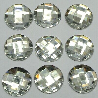 50 Clear Acrylic Flatback Rhinestone Round Gem Beads 20mm No Hole • 3.22€