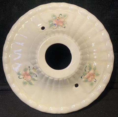 Vintage Floral Porcelain Single Bulb Ceiling Flush Mount Light Fixture 7"D Cover