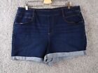 Time & Tru Womens Jean Shorts Blue Pocket Pull On High Rise Stretch Plus 20