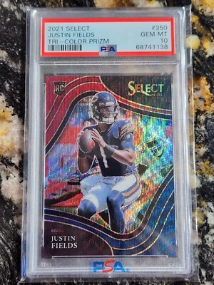 2021 Justin Fields RC #350 Field Level Tri-color Prizm Psa 10 Gem Mint #55/75! - Image 1 of 3