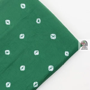 1 yard Hand Block Print 100% Cotton Fabric Anokhi Green Tie Dye Shibori Print - Picture 1 of 5
