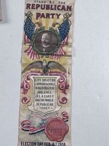Republican Party Political Ribbon Election Day Feb 18 1908 J Howard Gendell - Picture 1 of 4