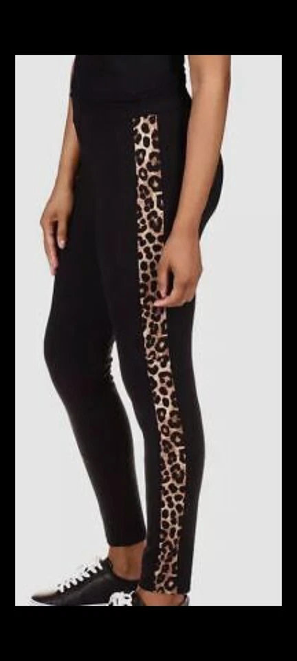 Leggings para mujer Michael Kors negros elásticos a rayas guepardo talla XL Foto 1 de 4