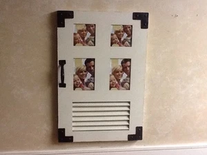 Handmade Wood 4 Picture Frame 4X6" Photos wall mounted white/black mixed Materia - Picture 1 of 11