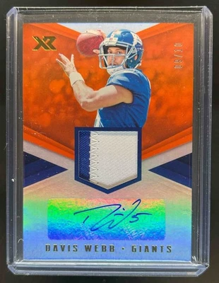 2017 Panini XR Davis Webb Rookie Swatch Auto RC Patch Orange Rookie #/10 Giants - Image 1 of 2
