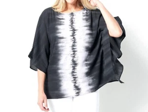 Quacker Factory Embellished Tie Dye Caftan Size XS Black White A503657 NEW Relax - Picture 1 of 3