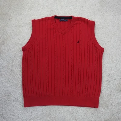 Chaleco Suéter Tejido con Cable Nautica Para Hombres Extra Grande Jersey Algodón Y2K Preppy Core Foto 1 de 4