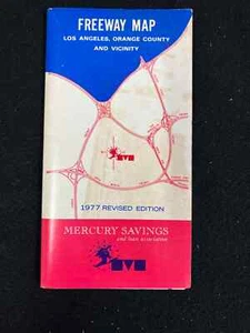 1977 LOS ANGELES, ORANGE COUNTY & VICINITY THOMAS BROS. FREEWAY MAP, MERCURY SAV - Picture 1 of 6