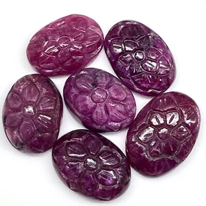 6 Pcs Natural Ruby Unheated Rare Moghul Carved Exclusive Gemstones Lot 51.70 Cts - Picture 1 of 22