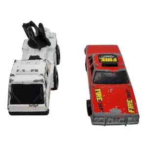 Vintage Hot Wheels Diecast Fire Rescue Set Fire Dept Car Airport Fire Truck - Picture 1 of 12