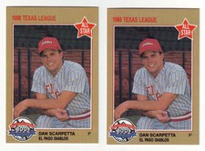 1988 Grand Slam Texas League All-Stars Dan Scarpetta 2 Card Lot El Paso Diablos