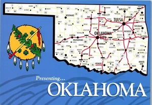 Vintage Postcard OK Oklahoma Points of Interest Map  - Picture 1 of 3