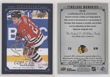 2018-19 Upper Deck Chronology Canvas Timeless Memories Blue Steve Larmer Auto
