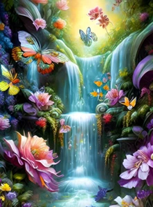 Waterfall DIY 5D Diamond Art Painting Kits for Adults, Butterfly Diamond Gem Art - Picture 1 of 6