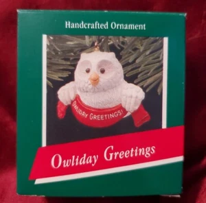 De colección 1989 Sello Adorno Saludos de Navidad Pequeño Búho Navidad Nuevo de Lote Antiguo en Caja - Imagen 1 de 6