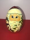 Russian Christmas Egg Lacquered Hand Painted Wood Egg Easter Bunny ?? Signed
