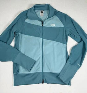 The North Face Fleece Jacket Women M Blue Color Block Full Zip Outdoors - Picture 1 of 7