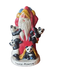 House Of Hatten Santa PANDA-MONIUM! 1999 Susan M. Smith Signed Folk Art Santa - Picture 1 of 5