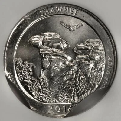 2016 NGC MS64 Double Curved Clips Shawnee Quarter Mint Error Great Eye Appeal - Image 1 of 4