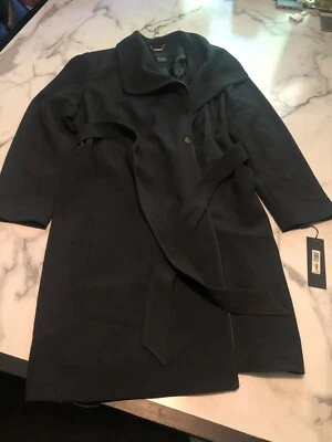 NEW Donna Karan New York Coat Womens Trench Belted Size 14 Black - Image 1 of 4