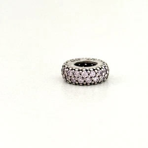 Pandora 925 Sterling Silver Light Pink CZ Pave Sparkle Spacer Bead Charm - Picture 1 of 8